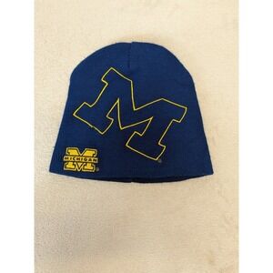 University of Michigan Beanie Knit Hat Wolverines Navy Blue Yellow One Size